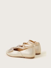 Monsoon Gold Diamante Bow T-Bar Ballet Flats - Image 3 of 3