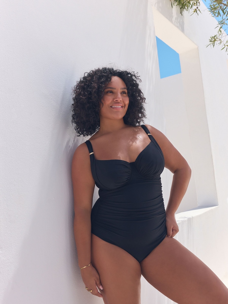 Black F-K Underwired Tummy Control Swimsuit - Image 1 of 9