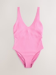 Pink Rib DD+ Wired Plunge Neck Tummy Control Swimsuit - Image 1 of 4