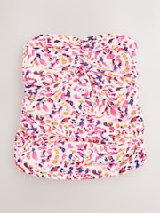 Cream/Pink Animal Reversible Ruched Bandeau Tankini Top - Image 2 of 6
