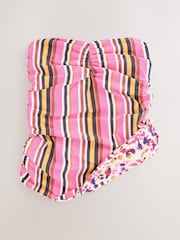 Cream/Pink Animal Reversible Ruched Bandeau Tankini Top - Image 4 of 6