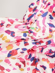 Cream/Pink Animal Reversible Ruched Bandeau Tankini Top - Image 5 of 6