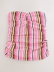 Cream/Pink Animal Reversible Ruched Bandeau Tankini Top - Image 7 of 10