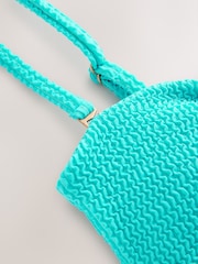 Aqua Blue Crinkle Bandeau Tankini Top - Image 10 of 10