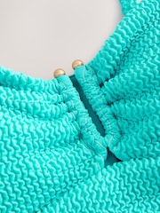 Aqua Blue Crinkle Bandeau Tankini Top - Image 9 of 10