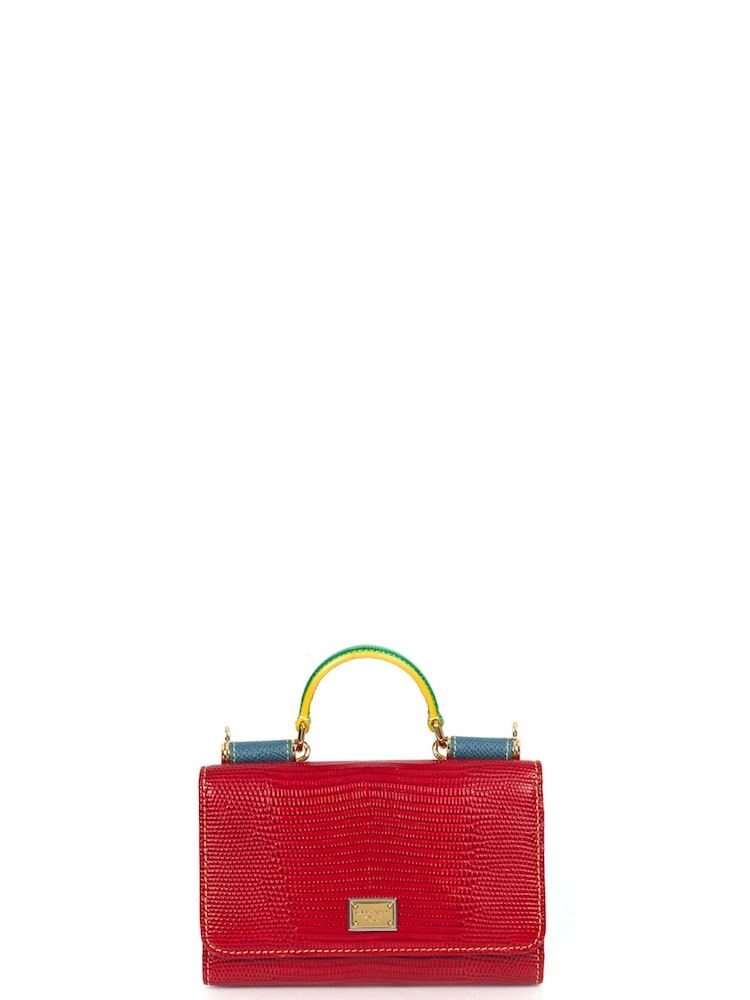 Dolce & Gabbana Red Sicily Cross-Body Exotic Effect Leather Handbag - Image 1 of 6