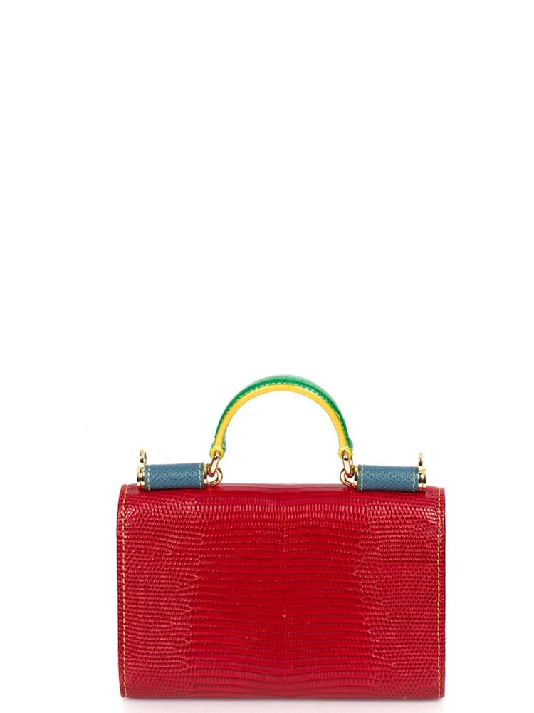 Dolce & Gabbana Red Sicily Cross-Body Exotic Effect Leather Handbag - Image 2 of 6