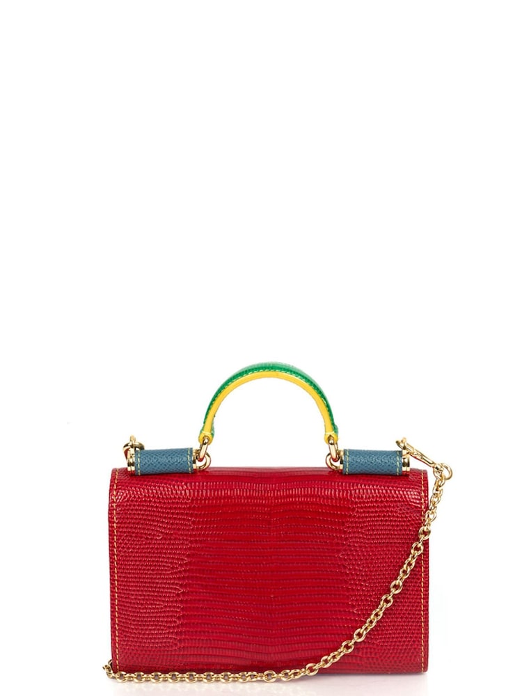 Dolce & Gabbana Red Sicily Cross-Body Exotic Effect Leather Handbag - Image 6 of 6
