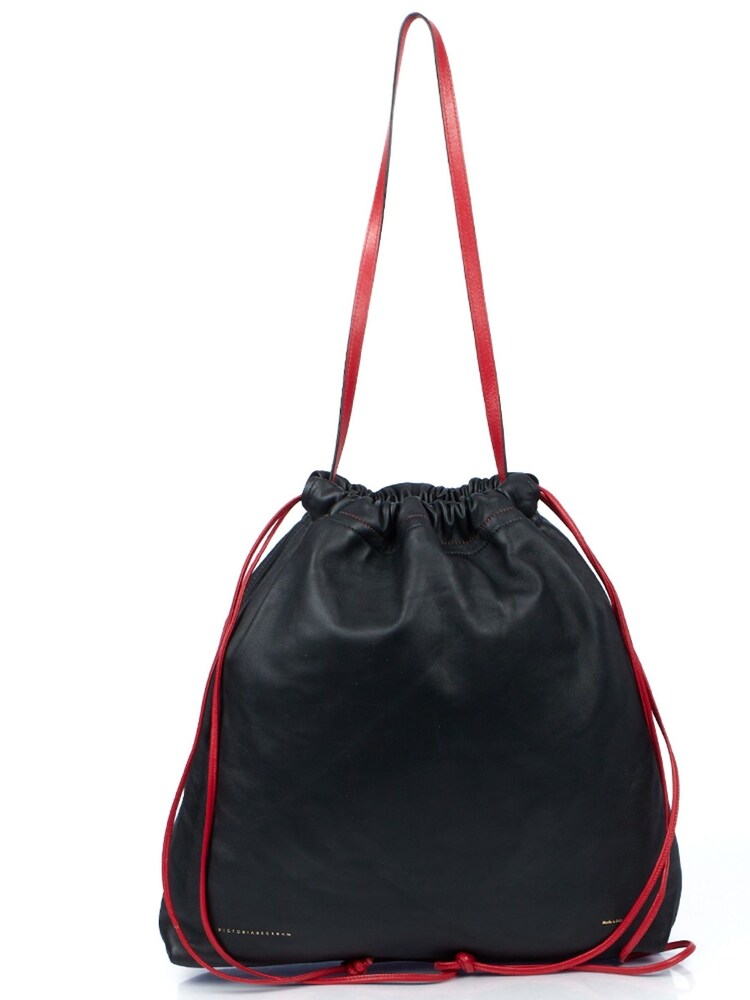 Victoria Beckham Black Drawstring Bucket Bag Leather Handbag - Image 1 of 5