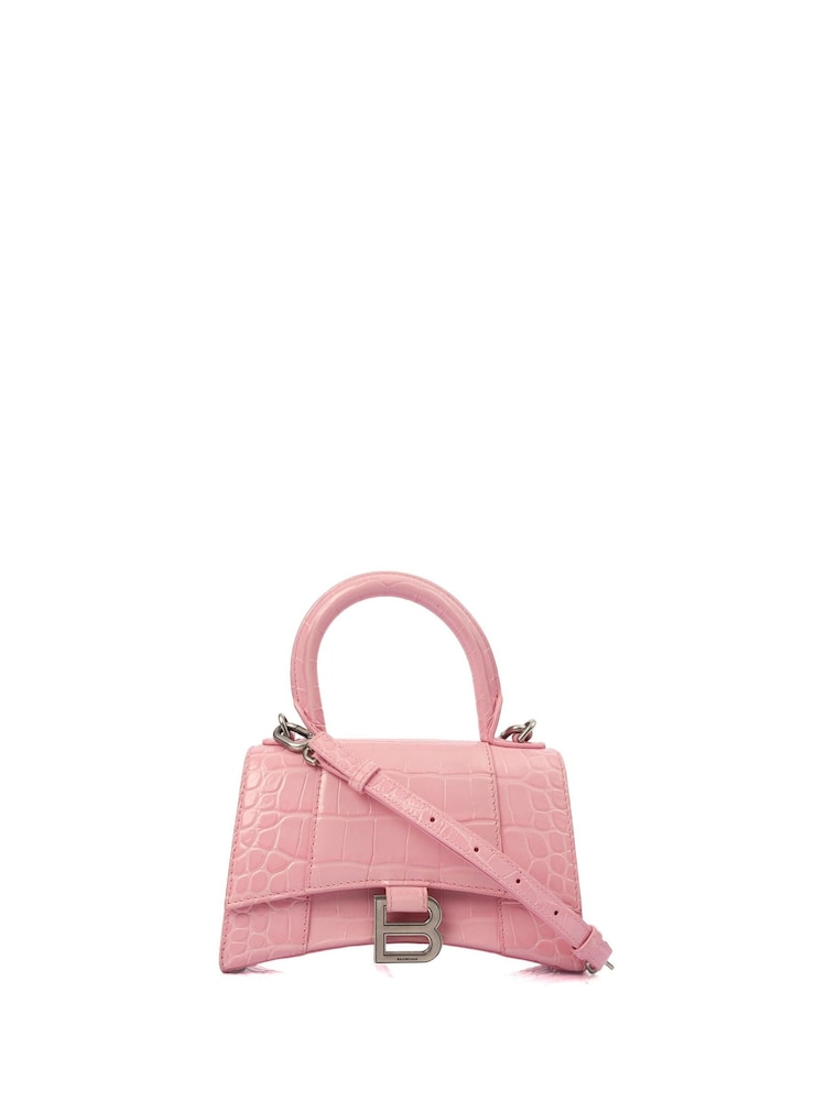 Balenciaga Pink Hourglass Top Handle XS Exotic Effect Leather Handbag - Image 1 of 5