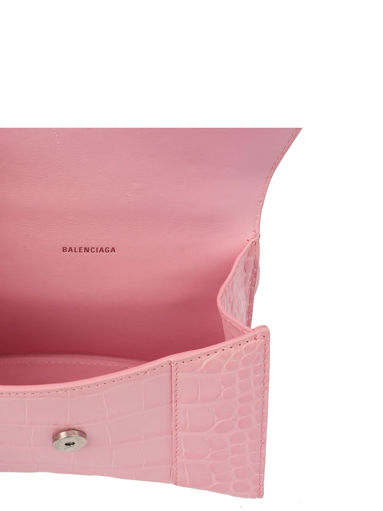 Balenciaga Pink Hourglass Top Handle XS Exotic Effect Leather Handbag - Image 5 of 5
