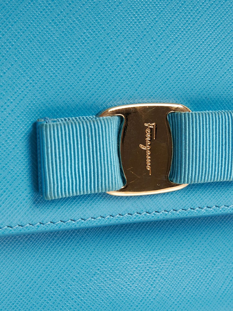 Salvatore Ferragamo Blue Ginny Leather Handbag - Image 6 of 6