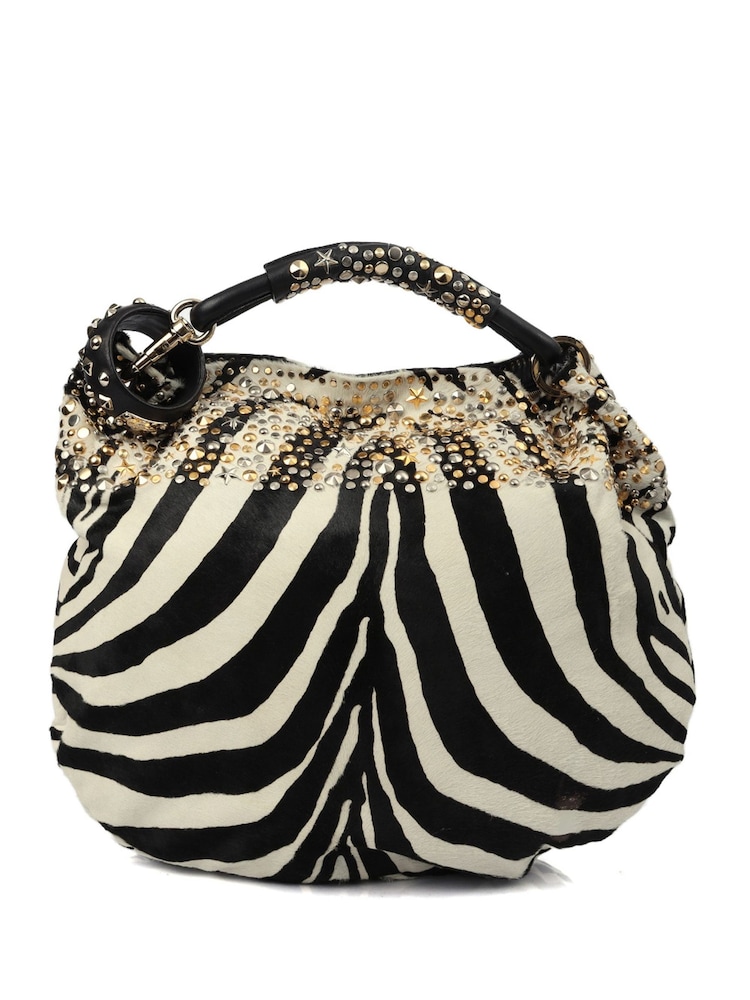 Jimmy Choo Black Sky Studded Hobo Plastic Handbag - Image 2 of 6