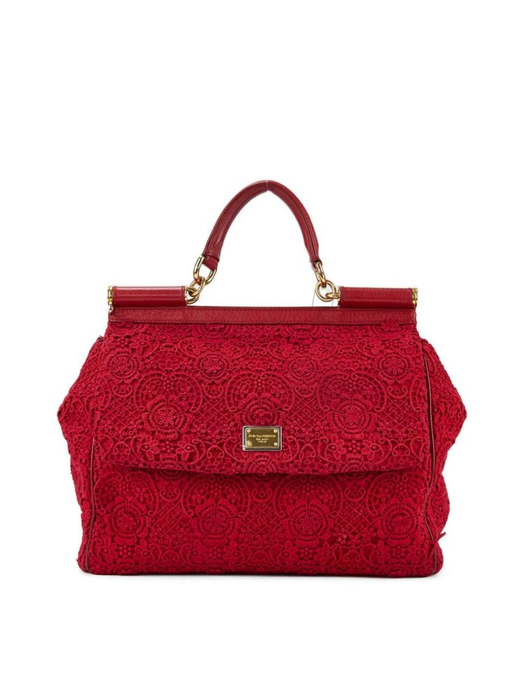 Dolce & Gabbana Red Sicily Fabric Handbag - Image 1 of 6
