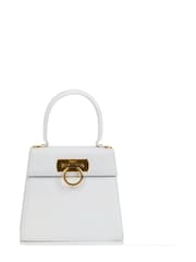 Salvatore Ferragamo Kelly White Top Handle Leather Handbag - Image 1 of 6