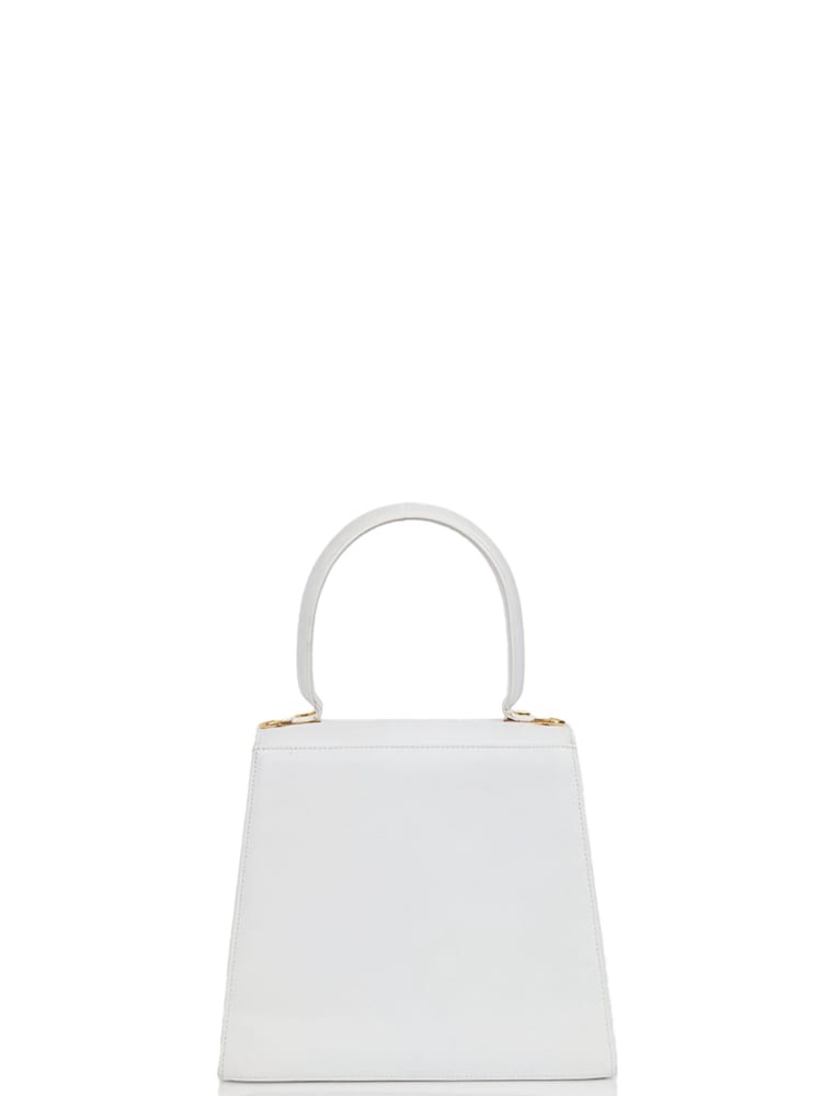 Salvatore Ferragamo Kelly White Top Handle Leather Handbag - Image 2 of 6