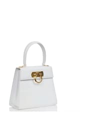 Salvatore Ferragamo Kelly White Top Handle Leather Handbag - Image 3 of 6