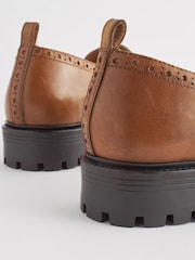 Tan Brown Forever Comfort® Leather Brogue Detail Chunky Loafer Shoes - Image 7 of 8