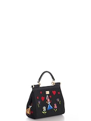 Dolce & Gabbana Black Small Sicily Fabric Handbag - Image 3 of 6