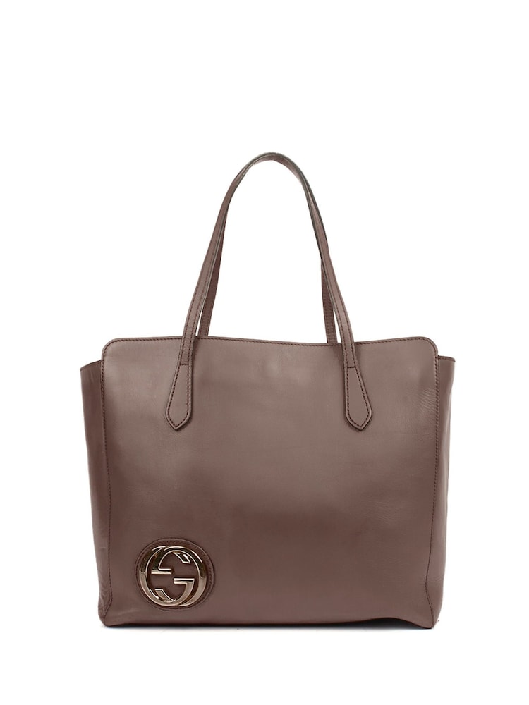Gucci Brown Interlocking Tote Leather Handbag - Image 1 of 6