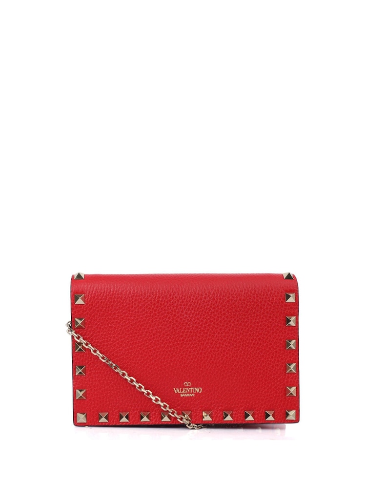 Valentino Red Rockstud Envelope Clutch Calfskin Handbag - Image 1 of 4