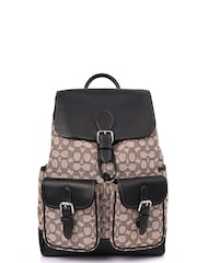COACH Brown Court Backpack Fabric Handbag - Image 1 of 6