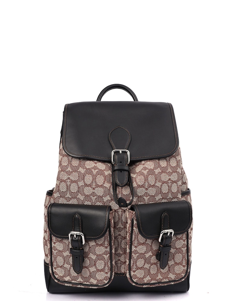 COACH Brown Court Backpack Fabric Handbag - Image 1 of 6
