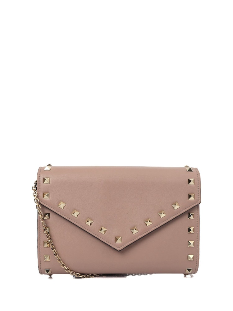 Valentino Pink Rockstud Envelope Clutch Calfskin Handbag - Image 1 of 6