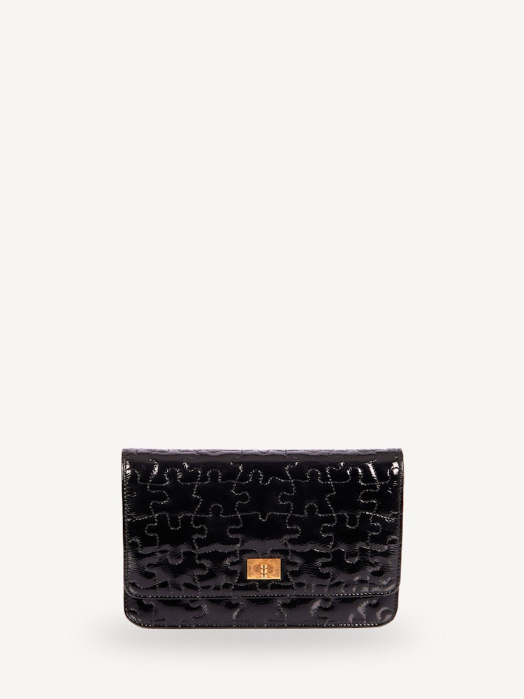 CHANEL Black Wallet On Chain Patent Leather Handbag - Image 1 of 6