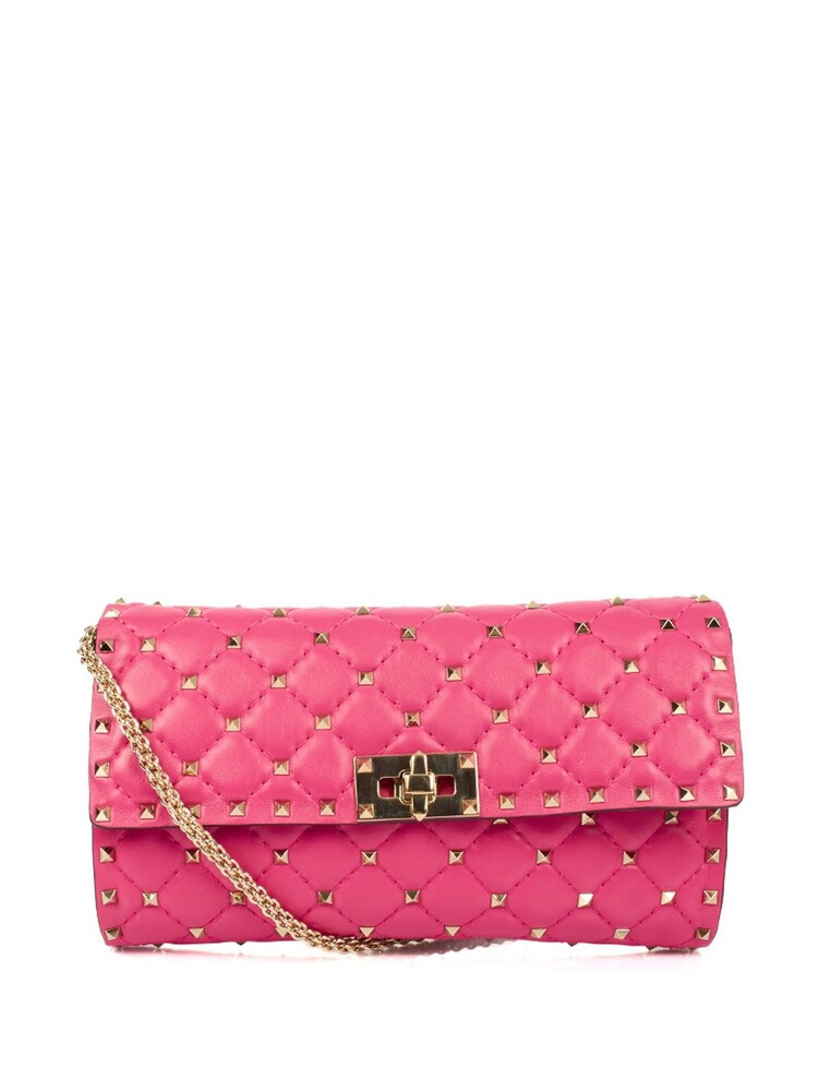 Valentino Pink Rockstud Spike Cross-Body Clutch Leather Handbag - Image 1 of 6