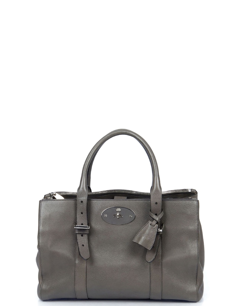 Mulberry Grey Bayswater Double Zip Tote Leather Handbag - Image 1 of 6