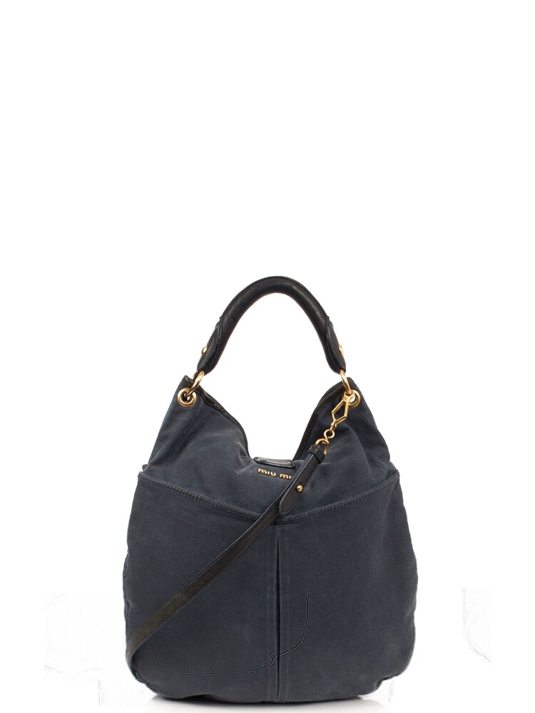 Miu Miu Blue Canvas Shoulder Bag - Image 2 of 6