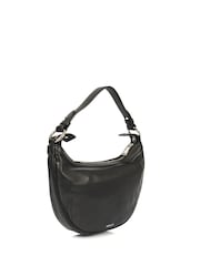 Versace Black Biker Hobo Leather Handbag - Image 3 of 6