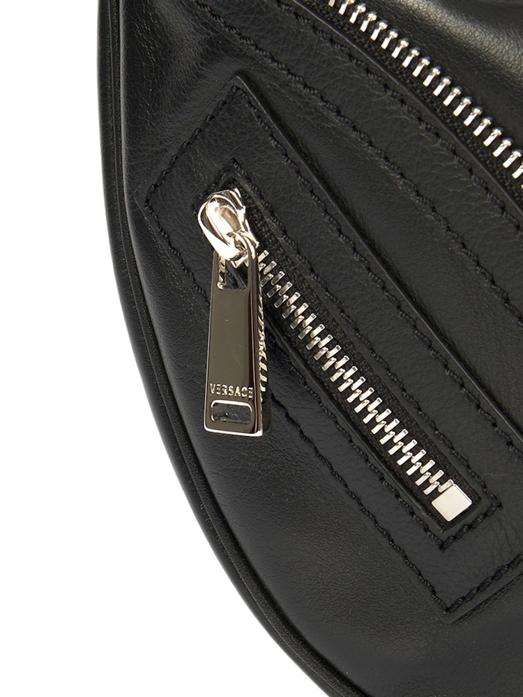 Versace Black Biker Hobo Leather Handbag - Image 6 of 6