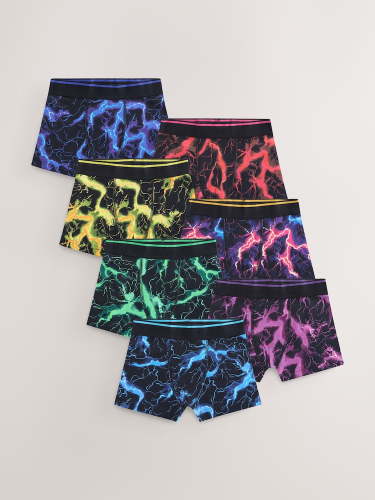 Multi Lightning Print Boxers 7 Pack (3-16yrs) - Image 1 of 11