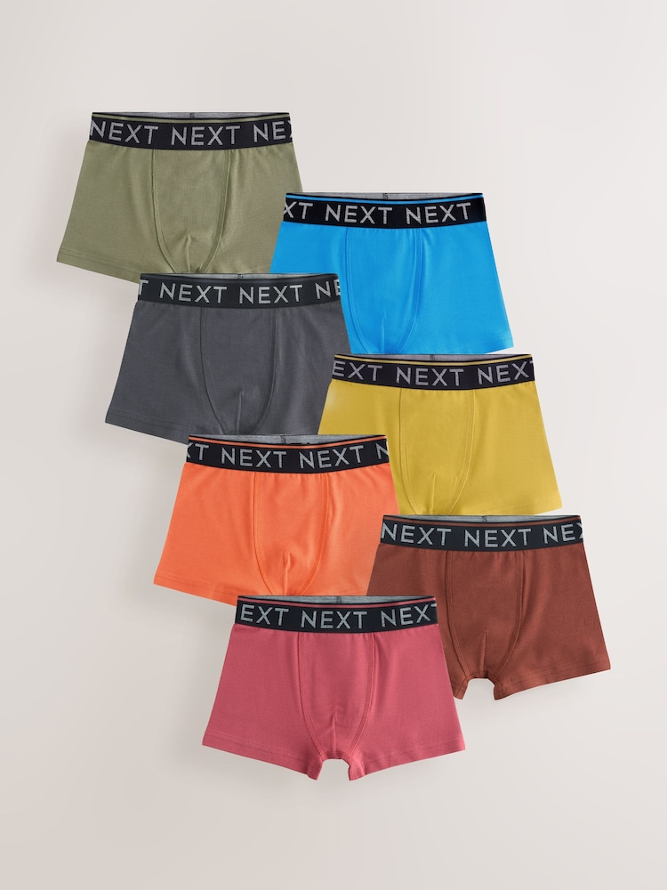 Autumnal Multi with Black Waistband Trunks 7 Pack (2-16yrs) - Image 1 of 11