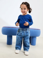 Mid Blue Denim Bow Embroidered Jeans (3mths-6yrs) - Image 2 of 8
