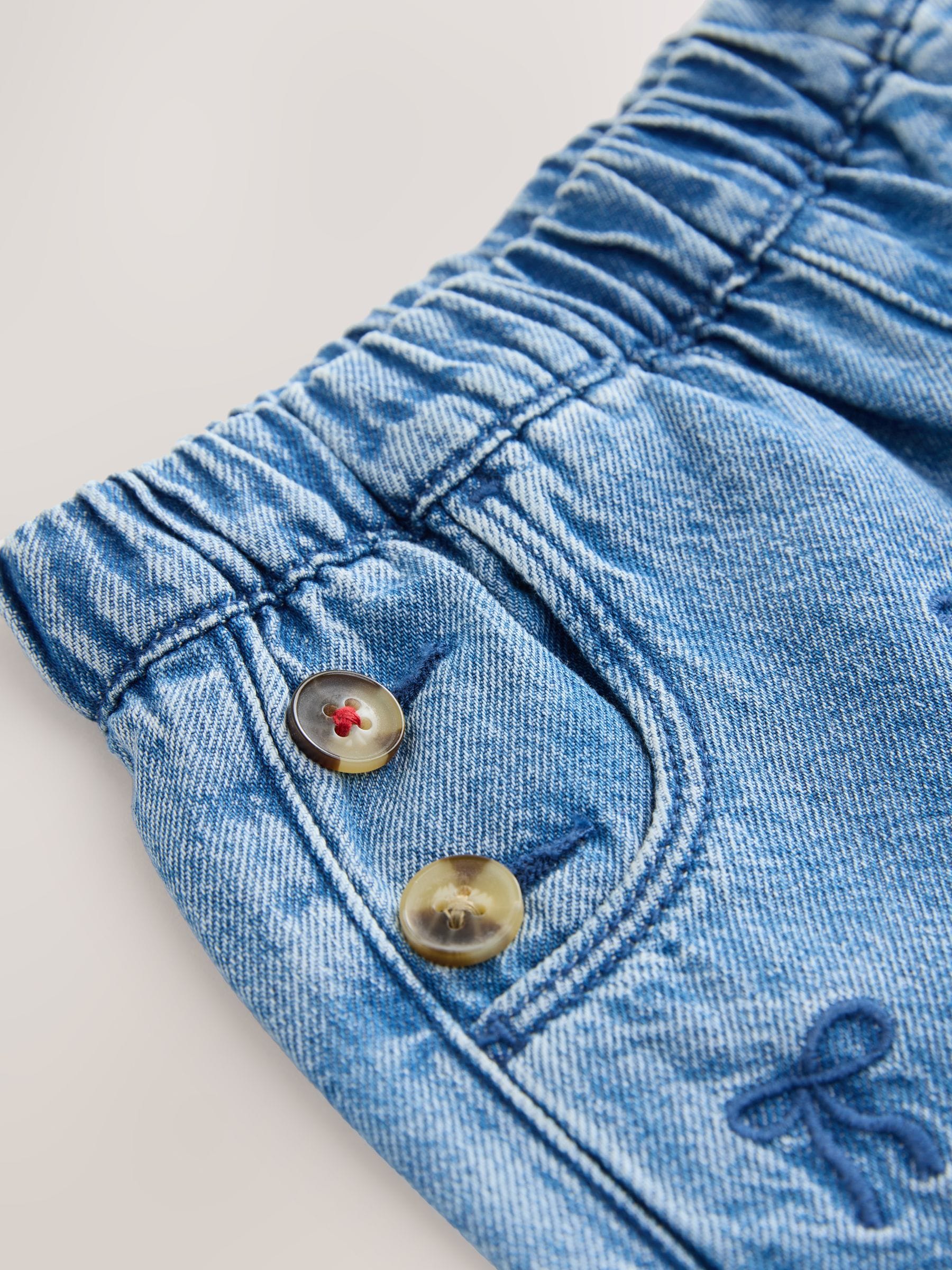 Buy Mid Blue Denim Bow Embroidered Jeans (3mths-7yrs) from the