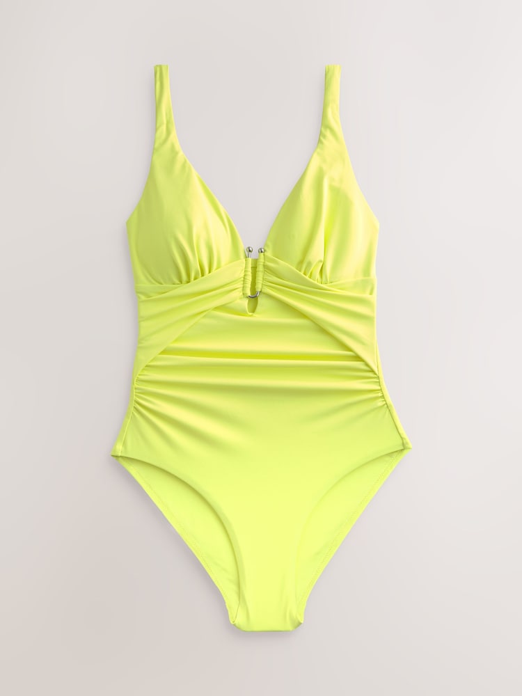 Lime Green Utrim Tummy Control Plunge Swimsuit - Image 1 of 4