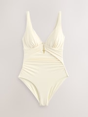 Ecru Cream Utrim Tummy Control Plunge Swimsuit - Image 1 of 4