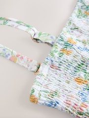 White Ditsy Floral Shaping Shirred Bandeau Skirted Swimdress - Image 3 of 4