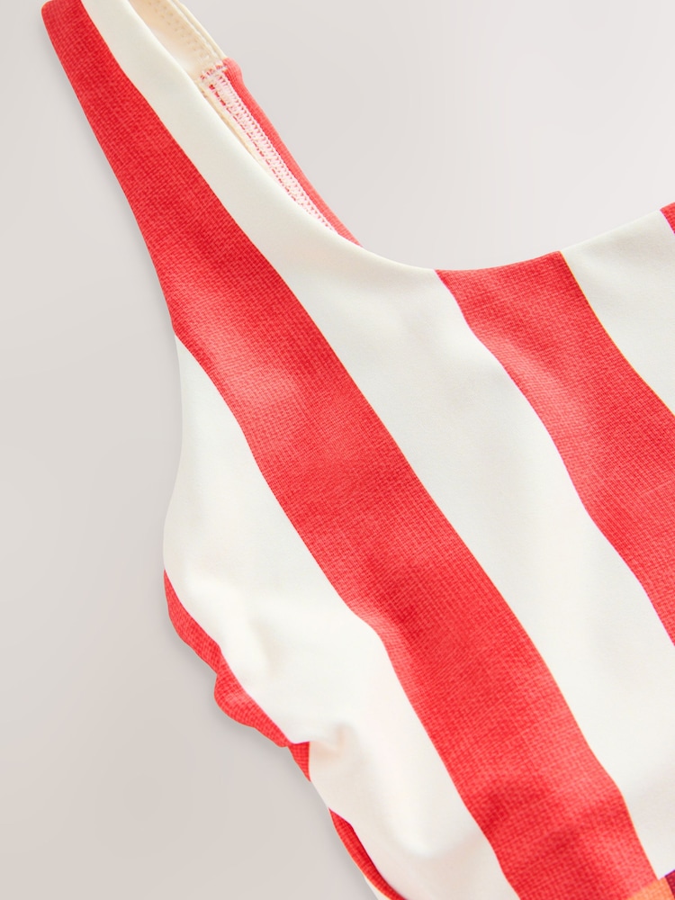 Burgundy/Ecru Stripe Tummy Control Scoop Swimsuit - Image 4 of 4