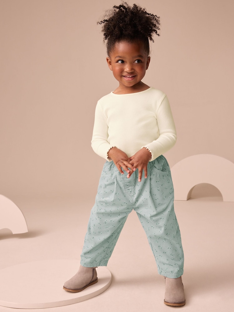 Blue Floral Print Cord Trousers (3mths-7yrs) - Image 2 of 8