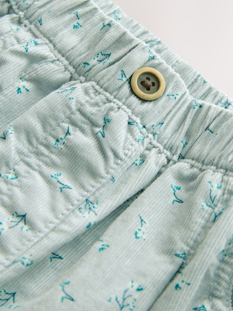 Blue Floral Print Cord Trousers (3mths-7yrs) - Image 8 of 8