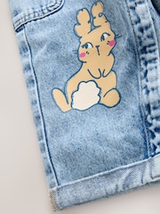 Mid Blue Denim Animal Print Dungarees and Stripe T-Shirt Set (3mths-7yrs) - Image 9 of 9