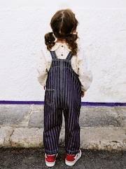 Dark Blue Denim Dungaree and Heart Print Blouse Set (3mths-7yrs) - Image 2 of 4