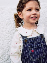 Dark Blue Denim Dungaree and Heart Print Blouse Set (3mths-7yrs) - Image 4 of 4