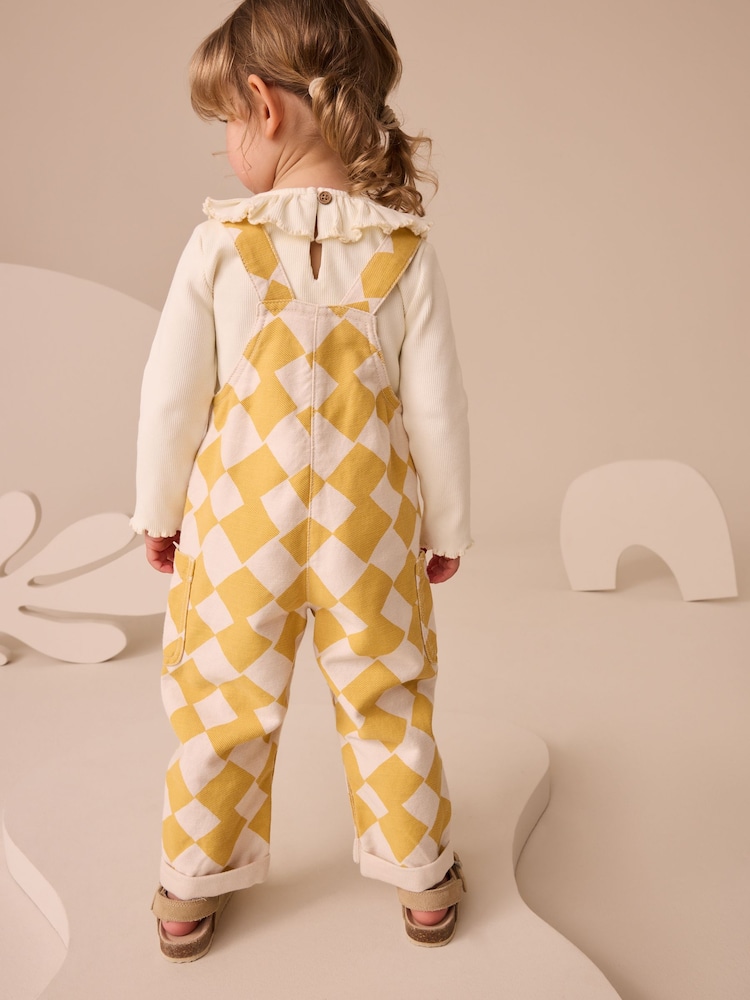 Yellow Harlequin Print Dungarees Set (3mths-7yrs) - Image 2 of 3
