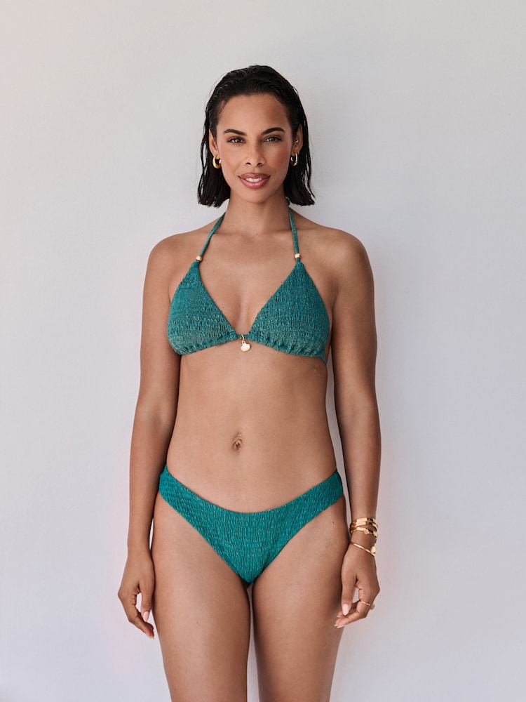 Türkisblau Metallic - Gerafftes Triangel-Bikinioberteil - Bild 2 von 7 Türkisblau Metallic - Gerafftes Triangel-Bikinioberteil - Bild 2 von 7