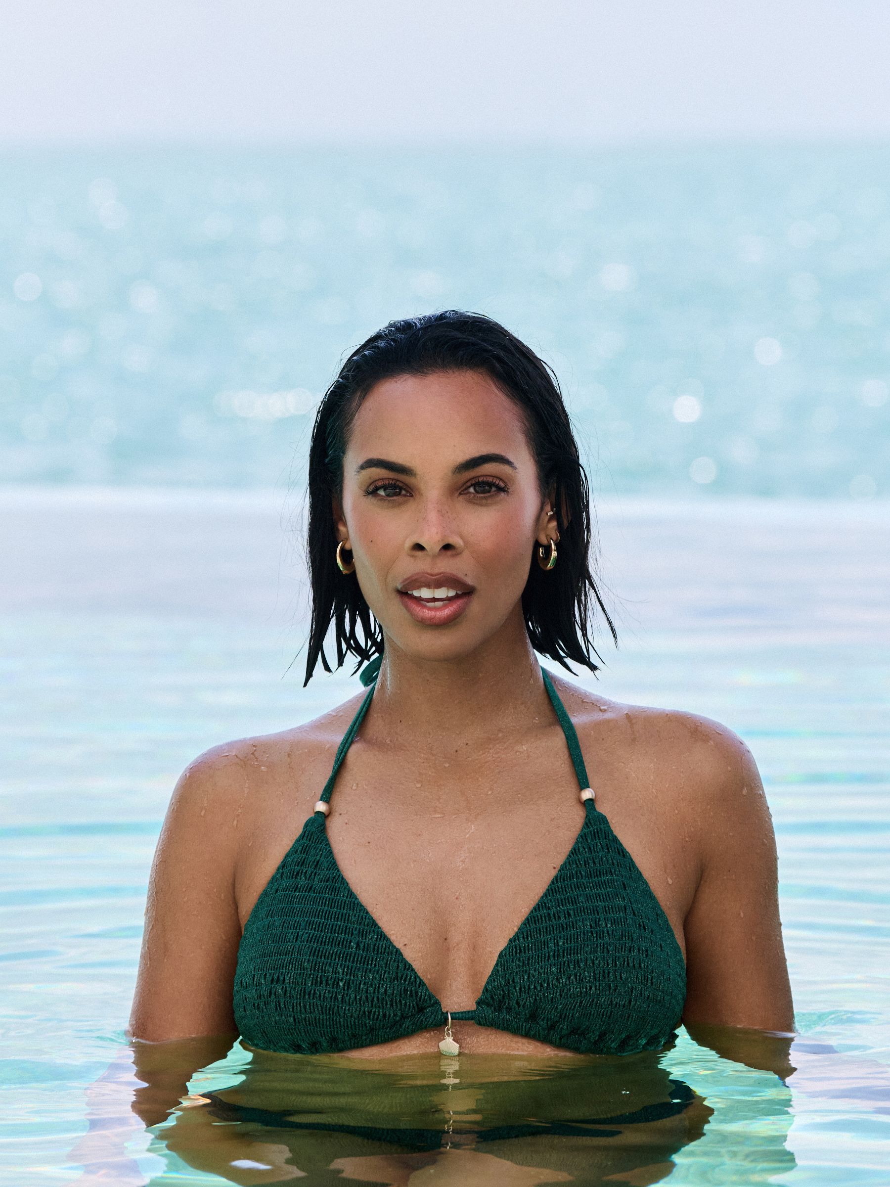 Buy Teal Blue Metallic Shirred Triangle Bikini Top from Next USA